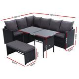 Gardeon Outdoor Furniture Dining Setting Sofa Set Wicker 8 Seater Storage Cover Black