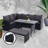 Gardeon Outdoor Furniture Dining Setting Sofa Set Wicker 8 Seater Storage Cover Black