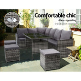 Gardeon Outdoor Furniture Dining Setting Sofa Set Wicker 9 Seater Storage Cover Mixed Grey