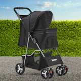 i.Pet 4 Wheel Pet Stroller - Black