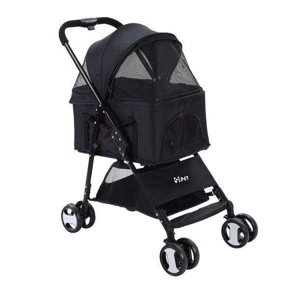 i.Pet Pet Stroller Dog Carrier Foldable Pram 3 IN 1 Middle Size Black