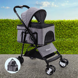 i.Pet Pet Stroller Dog Carrier Foldable Pram 3 IN 1 Middle Size Grey