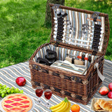 Alfresco 4 Person Wicker Picnic Basket Baskets Outdoor Insulated Gift Blanket