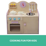 Keezi Kids Wooden Kitchen Play Set - Natural & Pink