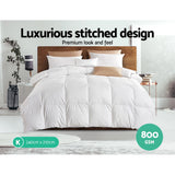 Giselle Bedding Goose Down Feather Quilt Cover Duvet 800GSM Winter Doona White King