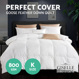 Giselle Bedding Goose Down Feather Quilt Cover Duvet 800GSM Winter Doona White King