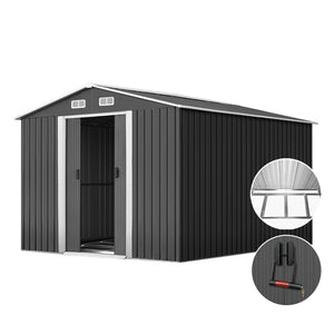 Giantz 2.02 x 3.89m Metal Shed - Grey