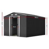 Giantz 2.02 x 3.89m Metal Shed - Grey