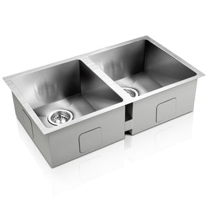 Cefito Stainless Steel Kitchen Sink 770X450MM Under/Topmount Laundry Double Bowl Silver