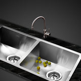 Cefito Stainless Steel Kitchen Sink 770X450MM Under/Topmount Laundry Double Bowl Silver