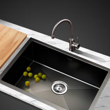 Cefito Stainless Steel Kitchen Sink 600X450MM Under/Topmount Sinks Laundry Bowl Black