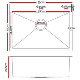 Cefito Stainless Steel Kitchen Sink 550X450MM Under/Topmount Sinks Laundry Bowl Silver