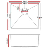 Cefito Stainless Steel Kitchen Sink 540X440MM Nano Under/Topmount Sinks Laundry Silver