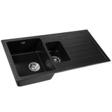 Cefito Stone Kitchen Sink 1000X500MM Granite Under/Topmount Basin Double Bowl Black