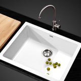 Cefito Stone Kitchen Sink 610X470MM Granite Under/Topmount Basin Bowl Laundry White