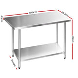 Cefito 1219 x 762mm Commercial Stainless Steel Kitchen Bench