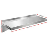 Stainless Steel Wall Shelf Kitchen Shelves Rack Mounted Display Shelving 900mm