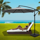 Instahut 3M Umbrella with 50x50cm Base Outdoor Umbrellas Cantilever Sun Stand UV Garden Grey