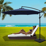 Instahut 3M Umbrella with 50x50cm Base Outdoor Umbrellas Cantilever Sun Stand UV Garden Navy