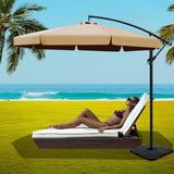 Instahut 3M Umbrella with 50x50cm Base Outdoor Umbrellas Cantilever Patio Sun Beach UV Beige