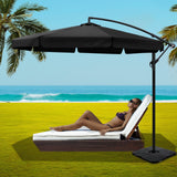 Instahut 3M Umbrella with 50x50cm Base Outdoor Umbrellas Cantilever Patio Sun Beach UV Black