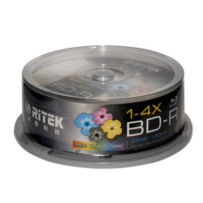 Ritek Blu-Ray BD-R 2X 25GB 130Min White Top Printable 25pcs