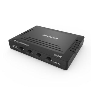 Simplecom CM340 Mechanical 4 Way Manual Push Button HDMI Switch Box 4 Port 4K UHD HDCP