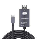 Simplecom DA312 USB 3.1 Type C to HDMI Cable 2M 4K@60Hz Aluminium HDCP