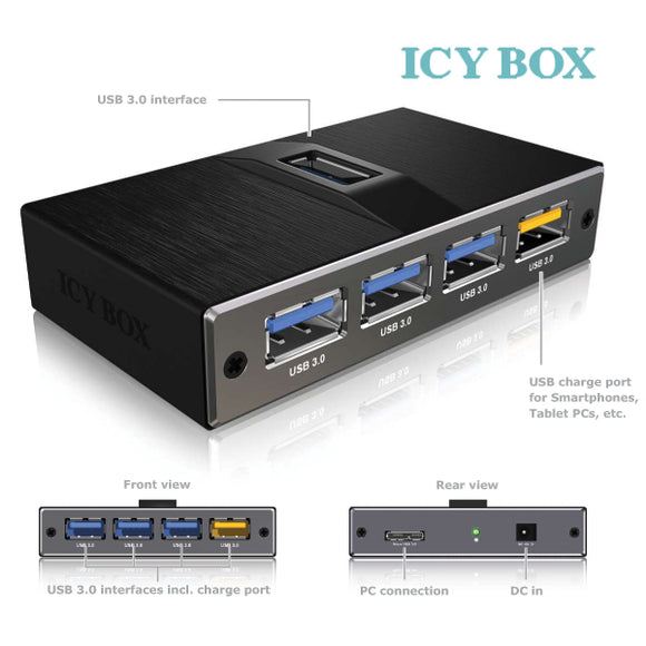 ICY BOX 4 Port USB 3.0 hub with USB charge port (IB-AC611)