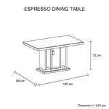 Espresso Dining Table Black Glass & White Painting