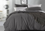 Queen Size Charcoal Vintage Washed Cotton Quilt Cover Set(3PCS)