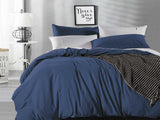 Queen Size Indigo Vintage Washed Cotton Quilt Cover Set(3PCS)