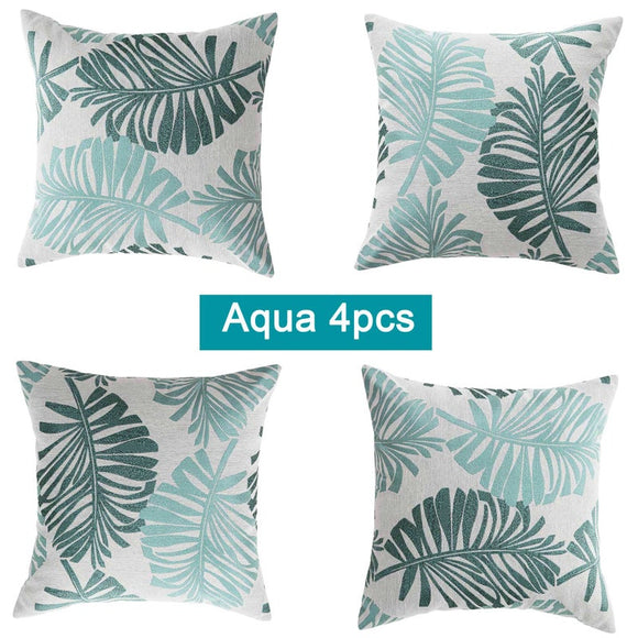 Cotton Linen Tropical Palm Cushion Covers 4pcs Pack