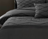 Queen Size 3pcs Embroidered Grey Quilt Cover Set