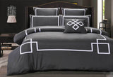 King Size Charcoal and White Quilt Cover Set (3PCS)