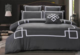 Queen Size Charcoal and White Quilt Cover Set (3PCS)