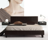 Queen PU Leather Bed Frame Brown