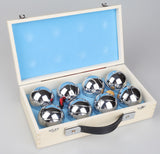 Deluxe Boules Bocce 8 Alloy Ball Set with Wooden Case