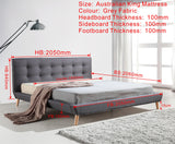 King Linen Fabric Deluxe Bed Frame Grey