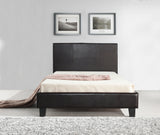 King Single PU Leather Bed Frame Brown