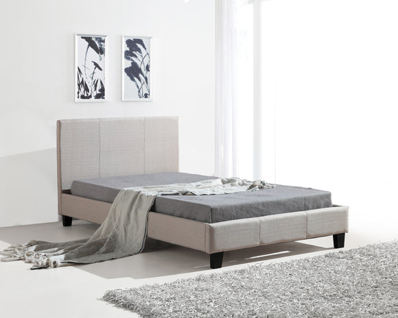 King Single Linen Fabric Bed Frame Beige