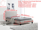 King Single Linen Fabric Bed Frame Beige