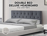 Linen Fabric Double Bed Deluxe Headboard Bedhead - Grey