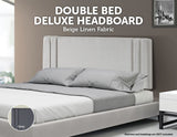 Linen Fabric Double Bed Deluxe Headboard Bedhead - Beige