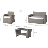 Corby 4 Seater Rattan Outdoor Sofa Lounge Set Natural Grey