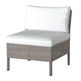 Cory 5 Seater Rattan Outdoor Corner Lounge Sofa Natural Grey