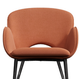Jessi Orange Velvet Dining Chair with Arm Rest Set of 2