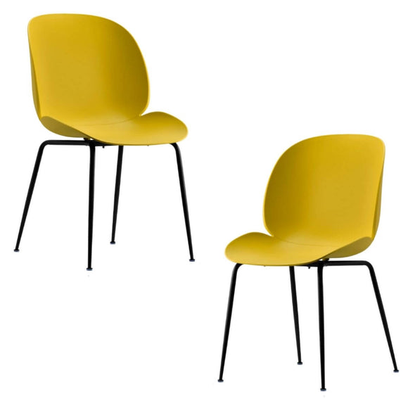 Meryll Yellow Curvy Beetle Dining Chair Set of 2