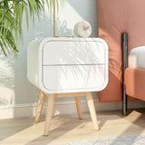 Merlin White Modern Retro Night Stand with Push to Open Drawers