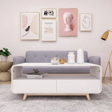 Merlin White Modern Retro Coffee Table with Push to Open Drawers